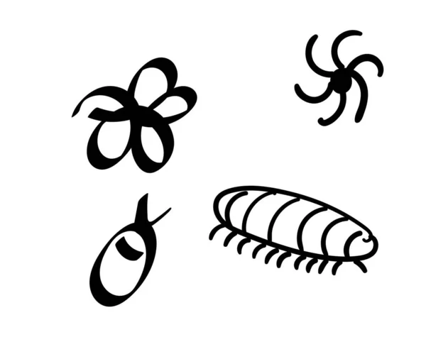 Insecten Set Pictogram Hand Tekening Doodle Illustratie Illustratie Fauna Natuurelement — Stockvector