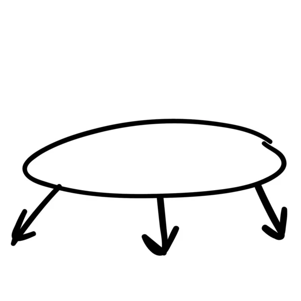 Ovaler Rahmen Mit Drei Pfeilen Nach Unten Doodle Handzeichnung Für — Stockvektor