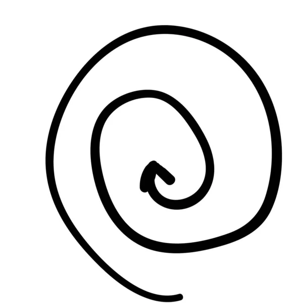 Кругла Спіральна Стрілка Вказує Всередину Овалу Мальований Вручну Каракулі Векторний — стоковий вектор