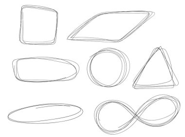 El çizimi çember çizimi seti. İleti notu tasarım ögesi için vektör dairesel karalama daireleri. Metin karalamaları için baloncuk seti. El çizimi. vektör illüstrasyonu.