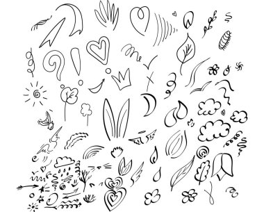 soyut elementleri ayarla vektör el çizim elemanı karalama