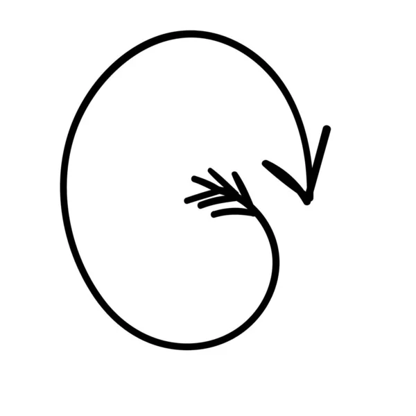丸枠の矢印円のドアの手を描いた。ベクターイラスト — ストックベクタ