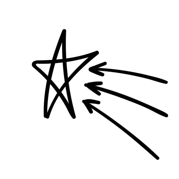 Stella freccia vettore doodle disegno a mano vettoriale illustrazione — Vettoriale Stock