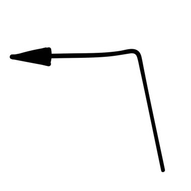 Kara açı oku. karalama vektör illüstrasyon ögesi.