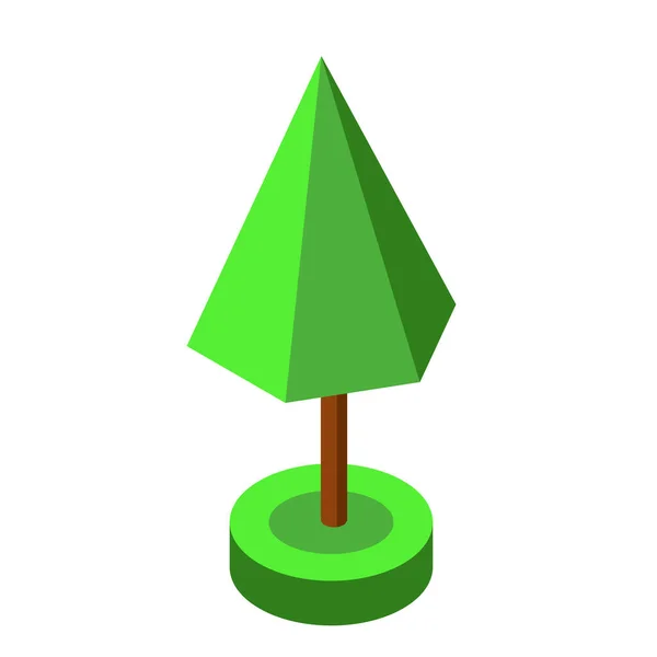 Zielony Ismetryczne Drzewo Wektor Ilustracji Element Dla Projektu Gry — Wektor stockowy