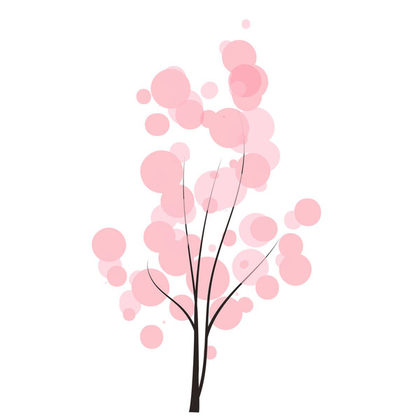 handdrawn tree with tender bubble crown spring forest doodles vector season winter, spring, summer. flat style