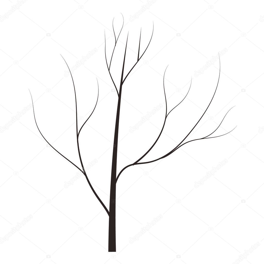 bald handdraw  tree  vector illustration element for game design. winter tree without crown. dead 