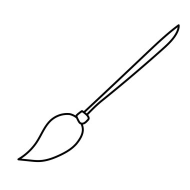 Yerleri silmek için süpürge süpürgesi. El çizimi çizim biçimi.