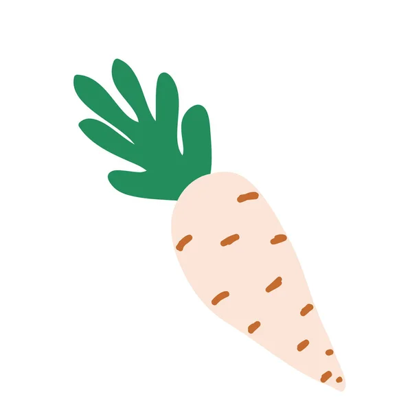Zanahoria Blanca Doodle Elemento Vectorial Estilo Estirado — Vector de stock