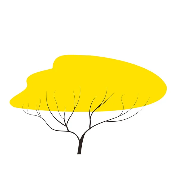 Jaune Automne Arbre Gribouille Vecteur Toute Saison Hiver Printemps Étés — Image vectorielle