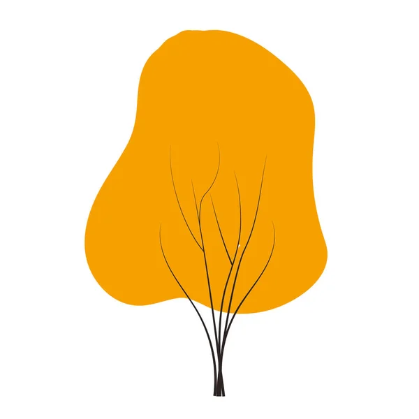 オレンジ色の秋の木の落書きはどんな季節でも冬 秋のベクトルです 平型の手描き — ストックベクタ