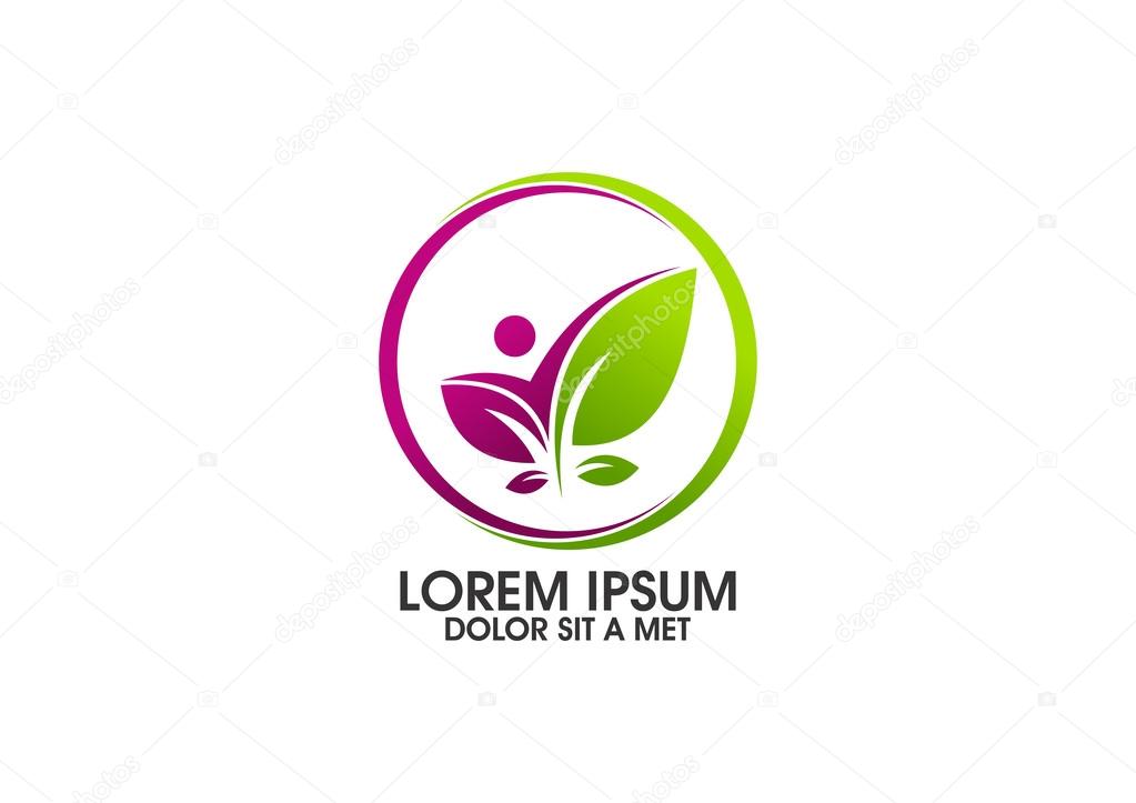 Abstract natural healthy fit  woman in circle