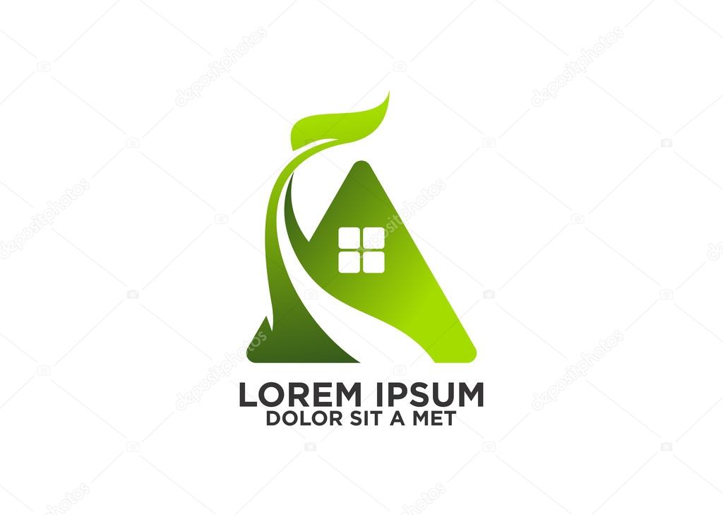 Abstract green home, eco house logo, symbol, icon, design