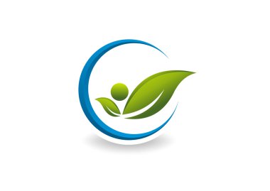 Sağlıklı yaprak vücut logosu, soyut başarı simge vektör uygun.
