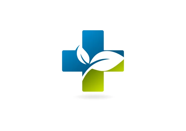 Farmácia Cruz logotipo saudável medicina natural —  Vetores de Stock