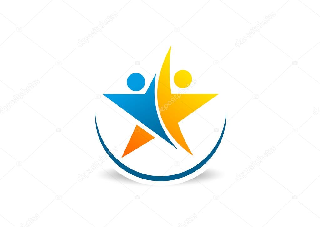 Partnership success star in circle logo,icon, symbol,design vecktor
