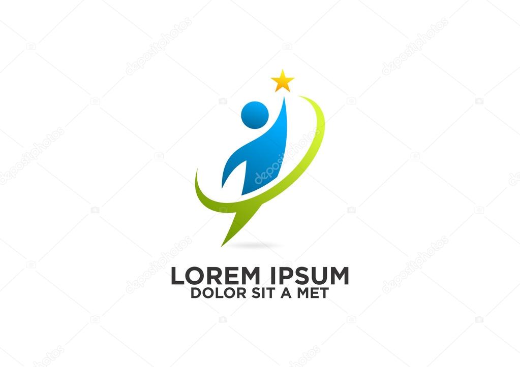Healthy Leadership jump in circle with  star success- logo,icon,symbol,design,vector