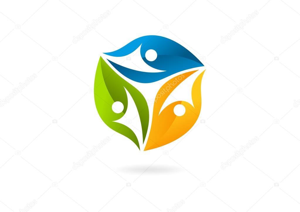 Leaf teamwork creative logo