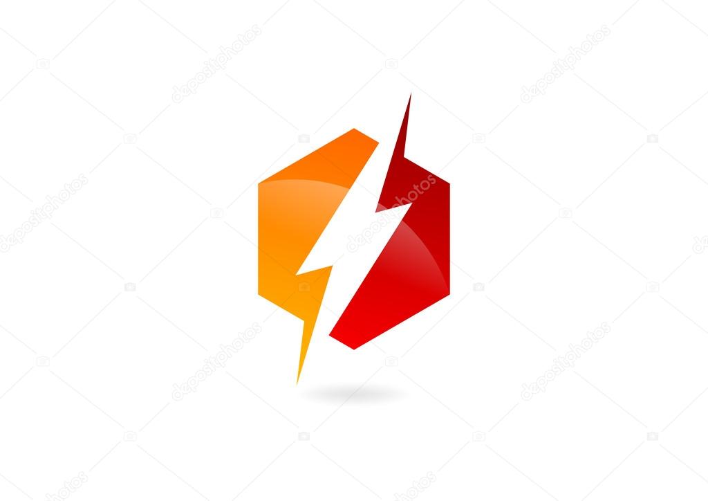 Electric hexagon logo design symbol vector