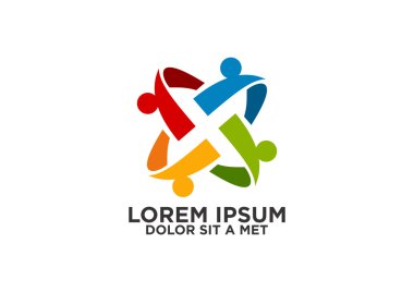 Dairesel ekip çalışması logo tasarım simge vektör