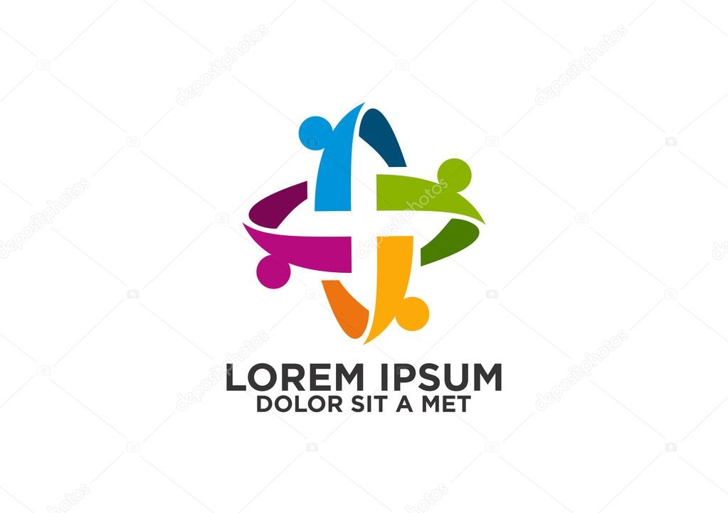 Abstract circular teamcreative logo design vector