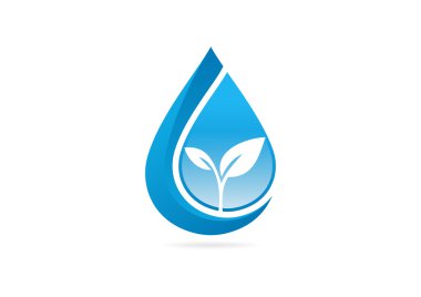 Taze waterdrop büyüme logo tasarım simge vektör yaprak