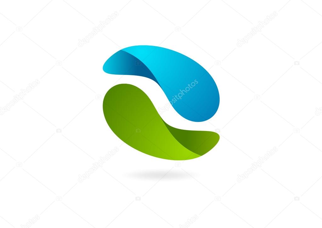 Business logo, circular water drop design symbol vector