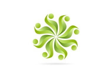 Green flower body fit logo design symbol vector clipart