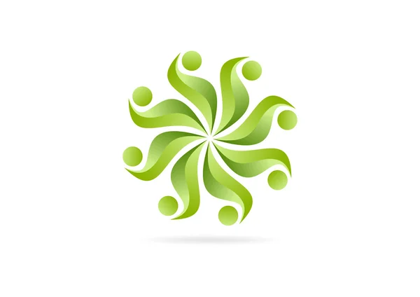 Uygun vücut logo tasarım sembolü vektör yeşil çiçek — Stok Vektör