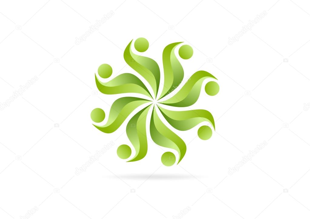 Green flower body fit logo design symbol vector