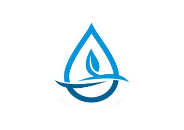 Waterdrop taze yaprak logo tasarım simge vektör