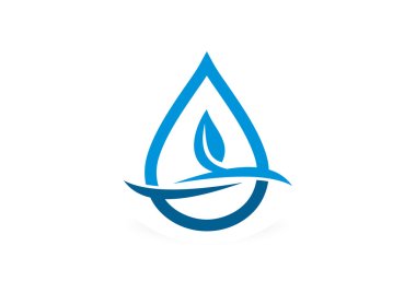 Waterdrop fresh leaf logo design symbol vector