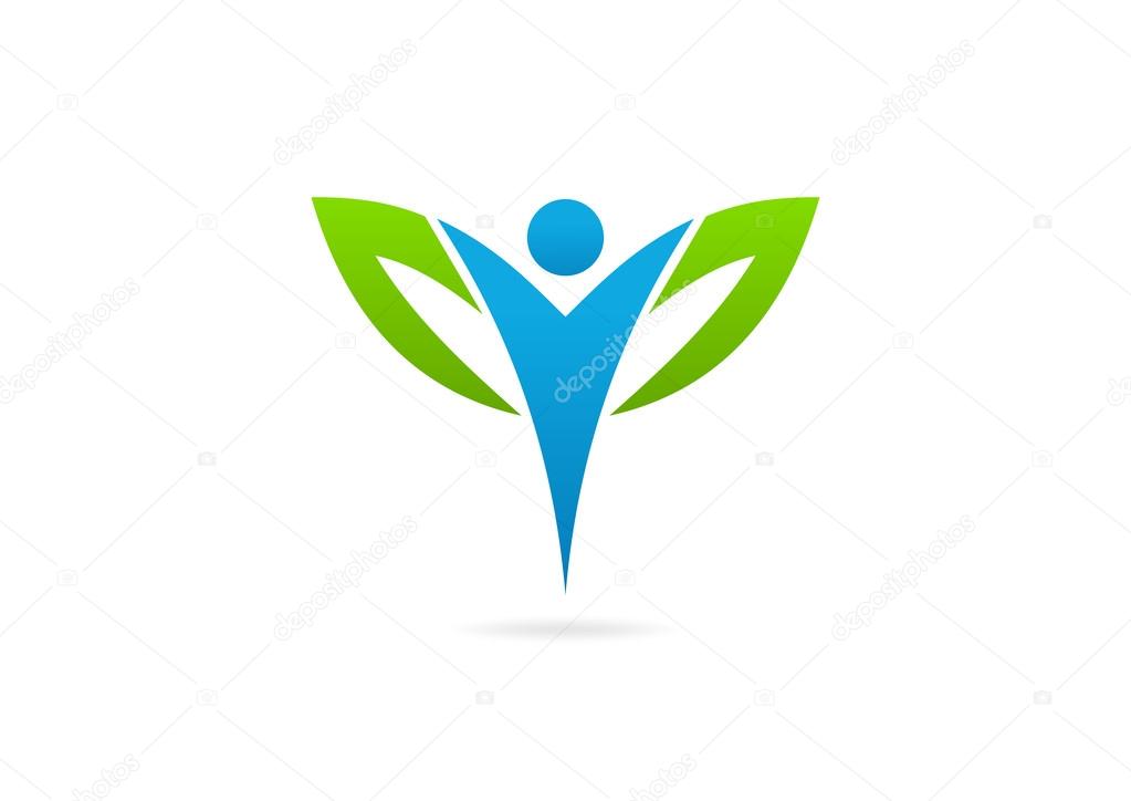 Body leaf fit logo design symbol vector