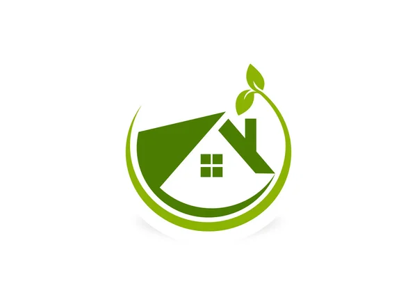 Green eco friendly  house logo design symbol vector Stock Vector