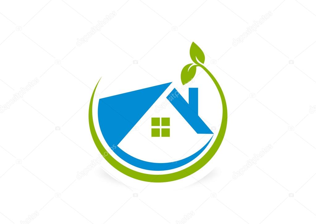 Circular global house logo design symbol vector