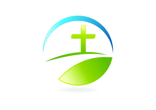 Vida religiosa forma logotipo design símbolo vetor —  Vetores de Stock