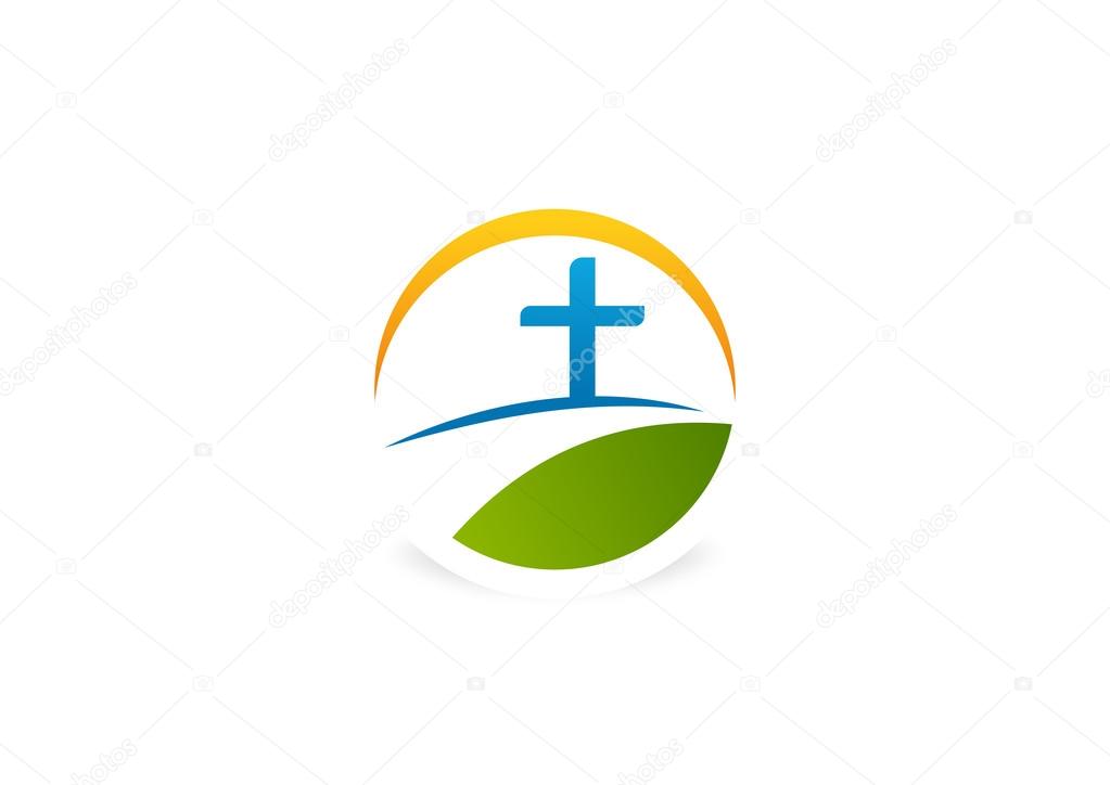 Cross religious way logo design symbol vector