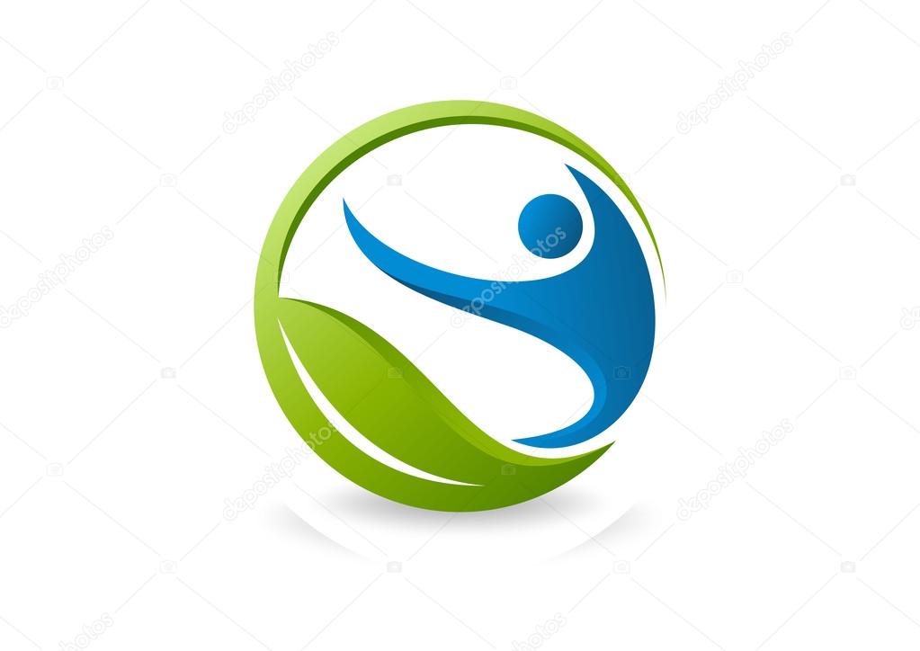 Human health logo, abstract success fit icon Vector