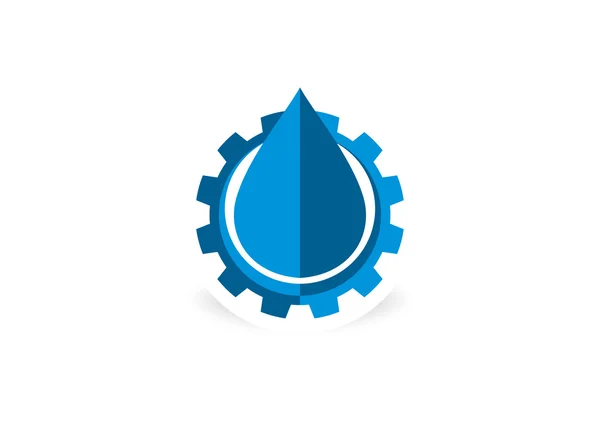 Abstrakte Zahnräder Wassertropfen Energie Geschäft Logo Symbol Design Vektor — Stockvektor