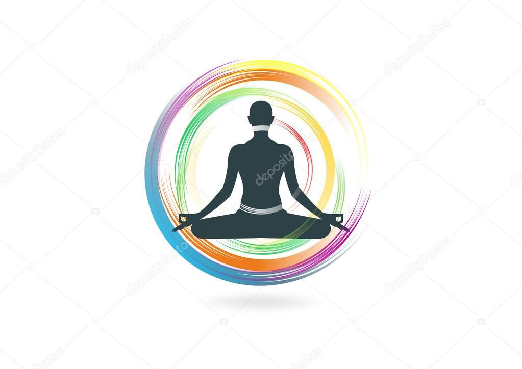 Yoga abstract spirit healthy circular logo design symbol vector