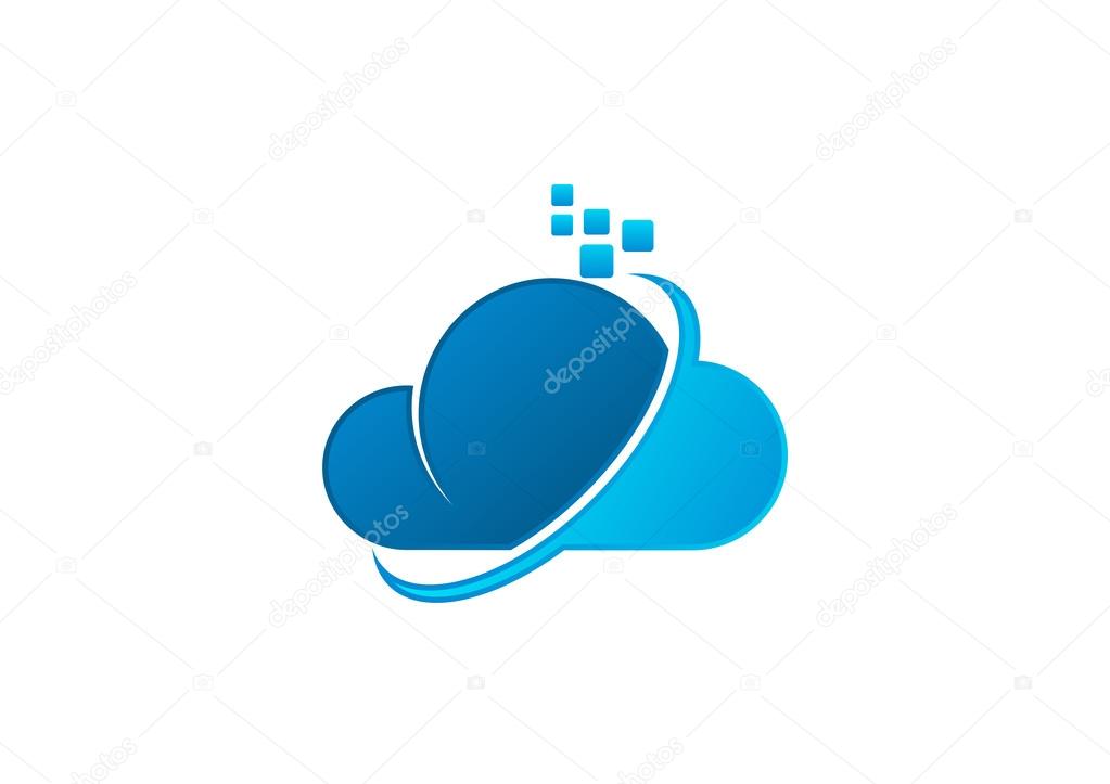 Business cloud computing logo design vector