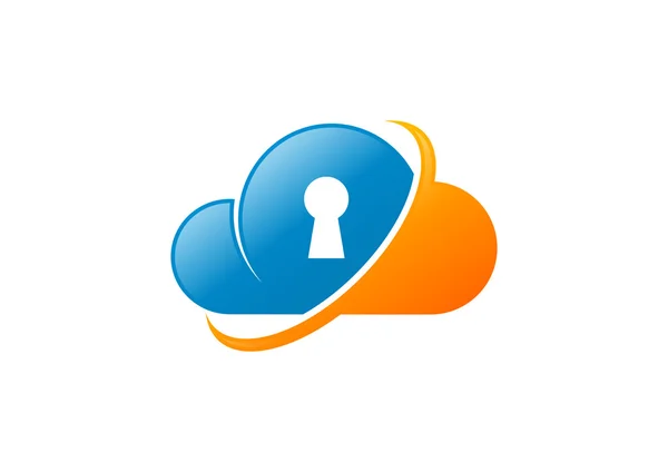 Nube seguridad logo diseño vector — Vector de stock