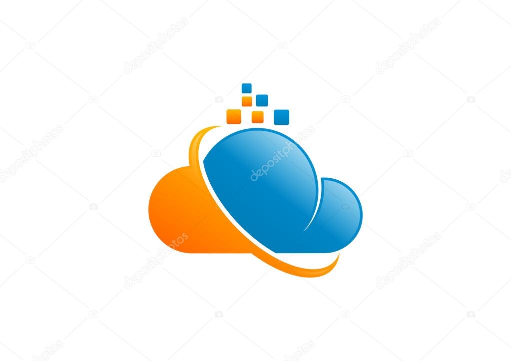 Cloud data  technology logo design symbol vector