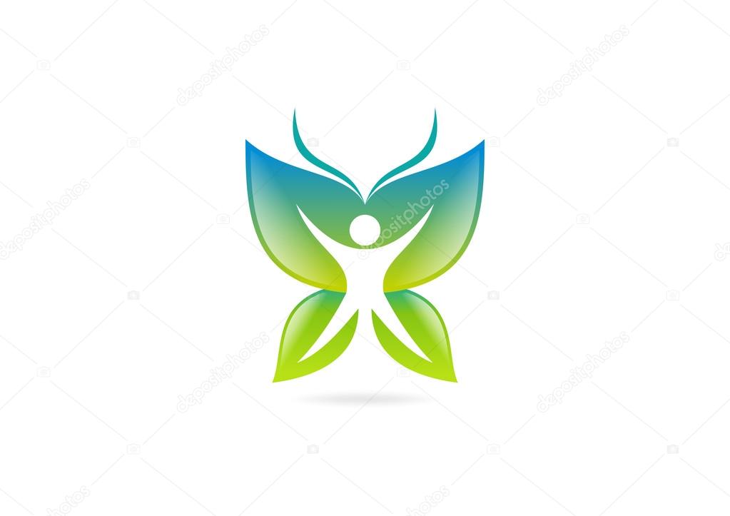 body fit butterfly logo symbol design vector