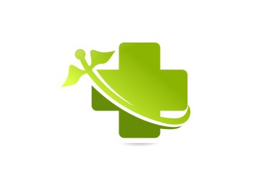 Yeşil tıbbi logo tasarım simge vektör çapraz