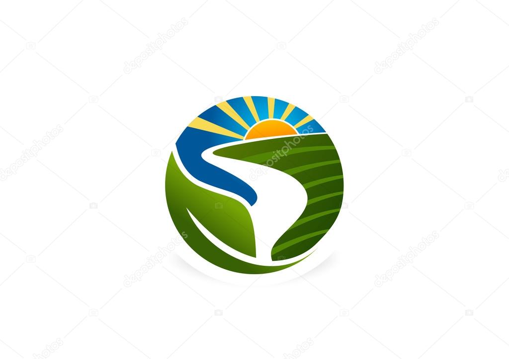 Natural farm logo, abstract fresh  landscape