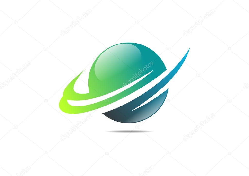 Green global success finance logo sphere growth