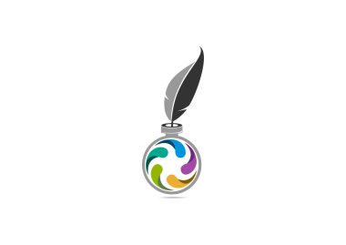Küresel mürekkep logo simge tasarlamak vektör