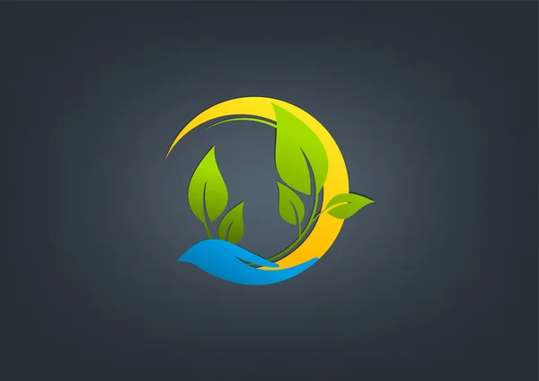 Logotipo de cuidados naturais, design de vetores de cuidados verdes — Vetor de Stock