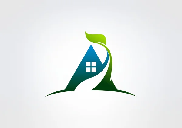 Zielony dom wektor logo, projektowanie, koncepcja domu eko. — Wektor stockowy